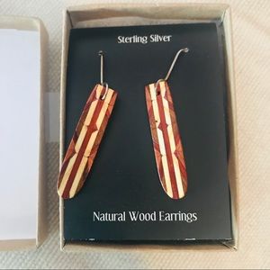 Natural Wood Handmade Earrings Montana Silver